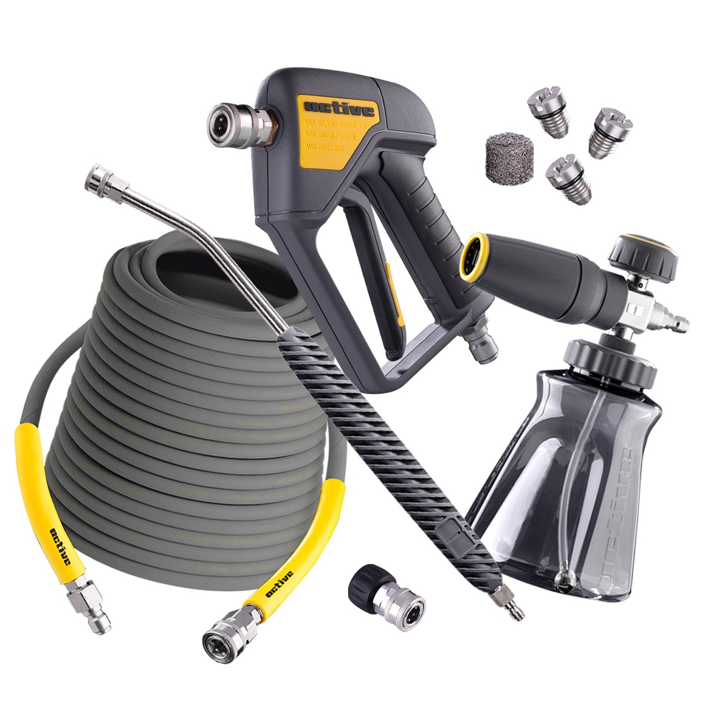 Active™ Premium Accessory Kit with hose, nozzle, and additional nozzles on a white background