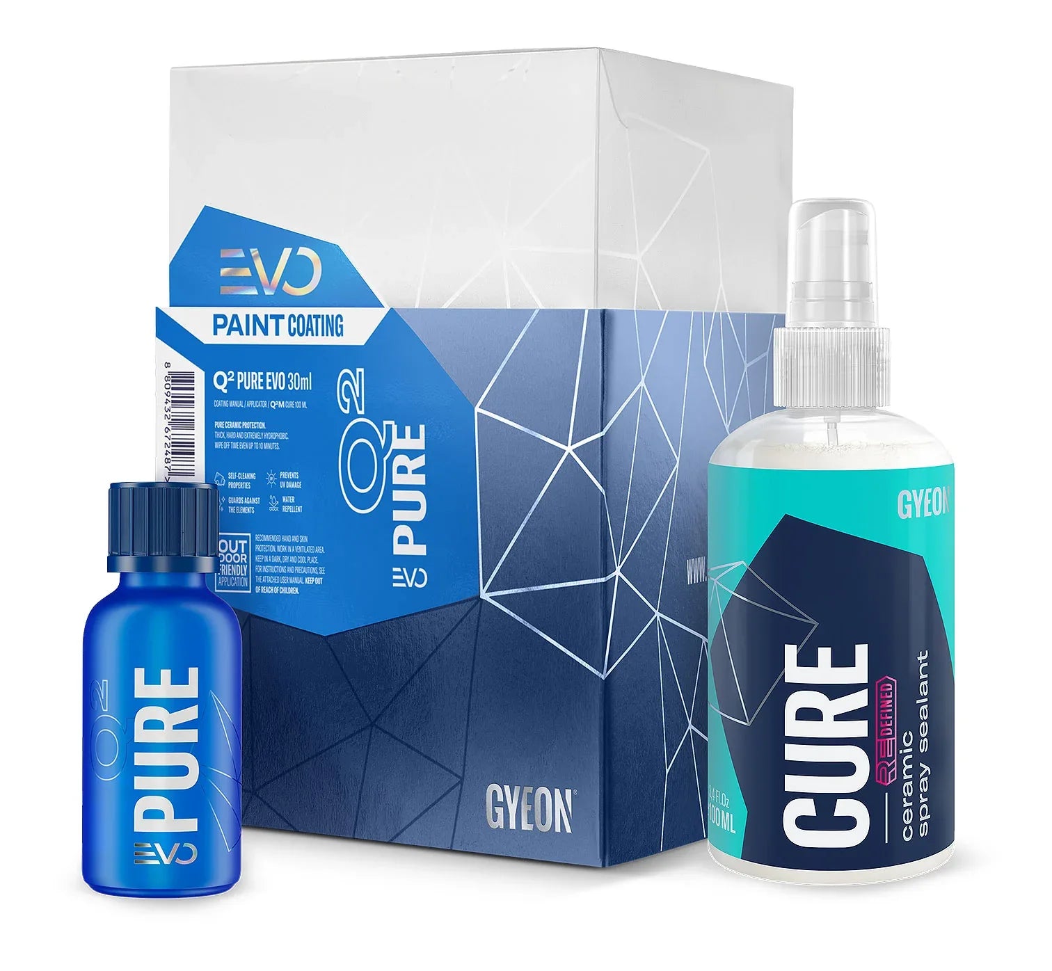 Gyeon Pure Eco Coating including bottles and a box on a white background
