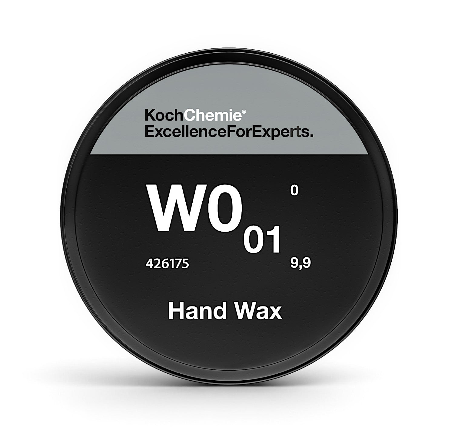 Koch-Chemie Hand Wax W0.01 carnauba-based paste wax in a black 175ml container for automotive paint protection.