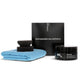 Koch-Chemie Hand Wax W0.01 kit with carnauba paste wax, applicator sponge, and blue microfibre towel.