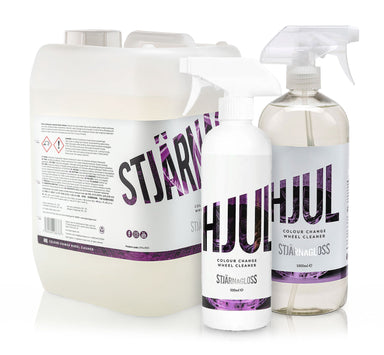 Set of Stjarnagloss Hjul car care products on a white background