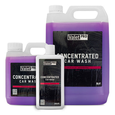 Three bottles of Valet Pro Concentrated Car Wash on a white background