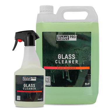 Valet Pro glass cleaner bottle and large container on a white background
